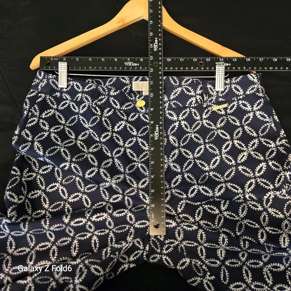 Michael Michael Kors Women’s Pants Size 12 Navy White Geometric Print Ankle Slim - Picture 3 of 7